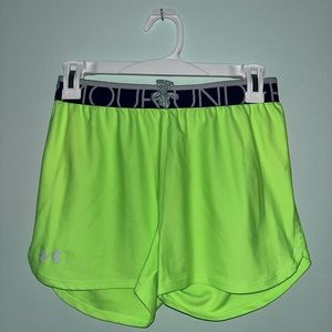 Under Armour Girls’ UA Play Up Shorts, Neon Green, Youth Large